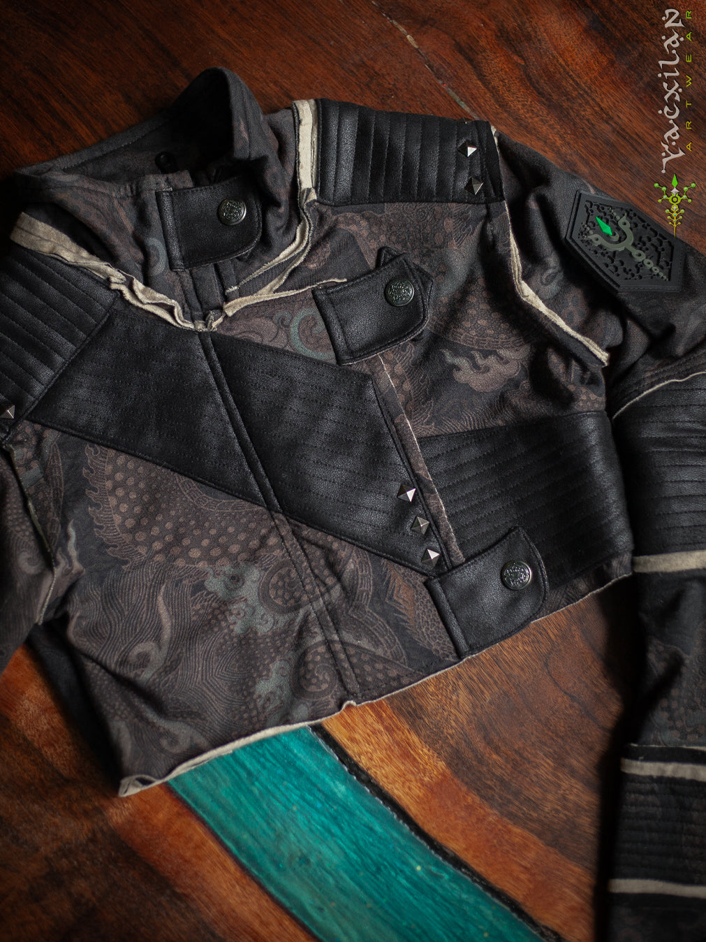 Crop Jacket Woman Neotokyo Punk / Cotton Looper Fake Leather - DRAGONS